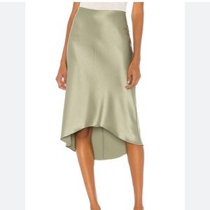 Alice and Olivia Maeve high low slip skirt in sage